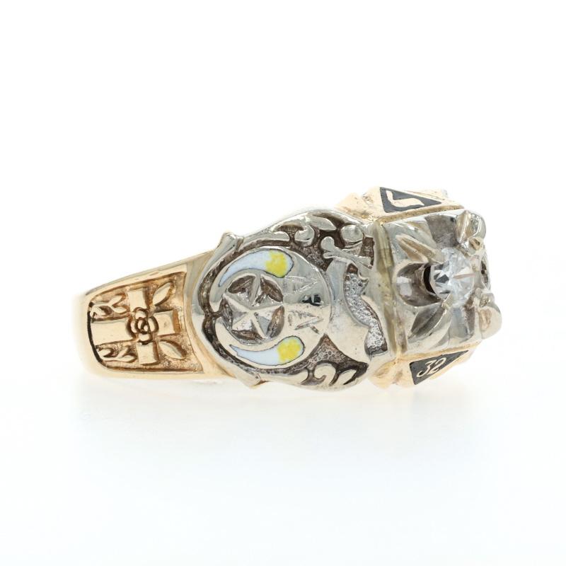 Or jaune Shriners Scottish Rite Masonic Ring 10k Diamond Round .20ct en vente 1