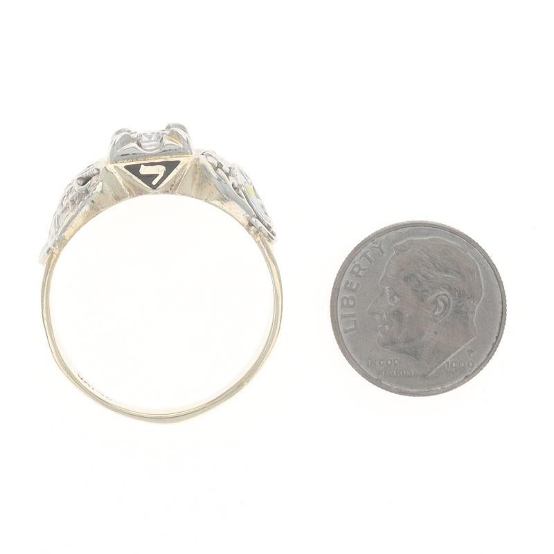 Or jaune Shriners Scottish Rite Masonic Ring 10k Diamond Round .20ct en vente 3