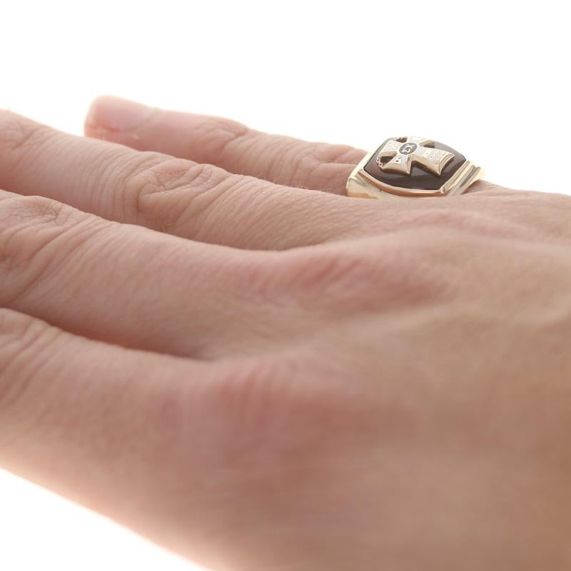 Gelbgold Sigma Chi Vintage Ring - 10k Karneol Fraternity Greek Society, Gelbgold im Zustand „Gut“ in Greensboro, NC