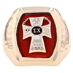 Gelbgold Sigma Chi Vintage Ring - 10k Karneol Fraternity Greek Society, Gelbgold