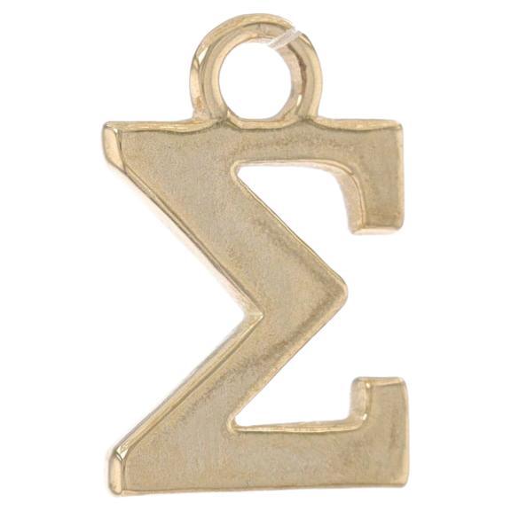 Yellow Gold Sigma Greek Letter Charm - 14k Fraternity Sorority Pendant For Sale