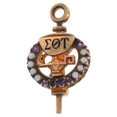 Yellow Gold Sigma Theta Tau Nursing Honor Society Key Badge 10k Amethyst Medical