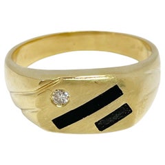 Vintage Yellow Gold Signet Diamond Ring