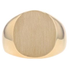 Yellow Gold Signet Men's Ring - 10k Engravable Brushed Face