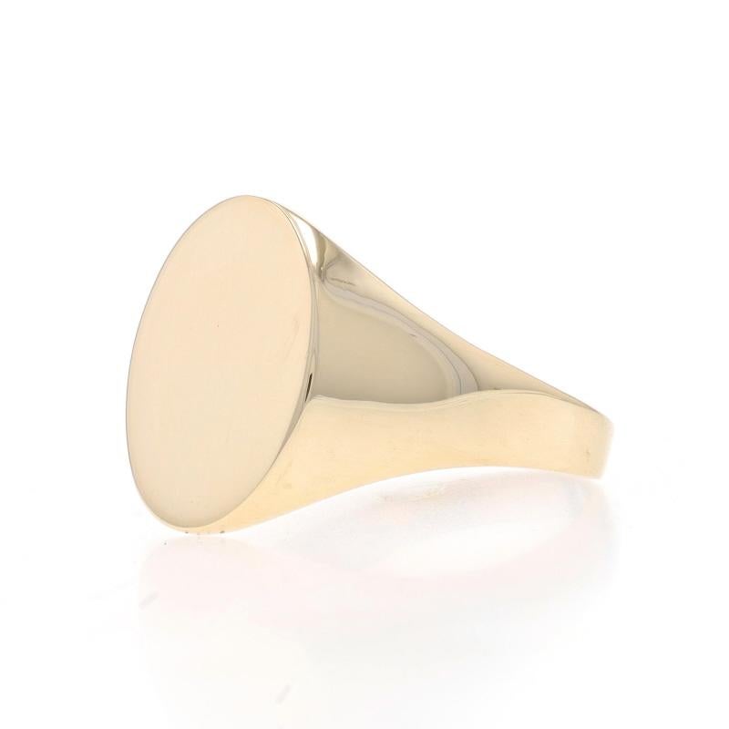 Yellow Gold Signet Men's Ring - 10k Engravable Oval For Sale 1