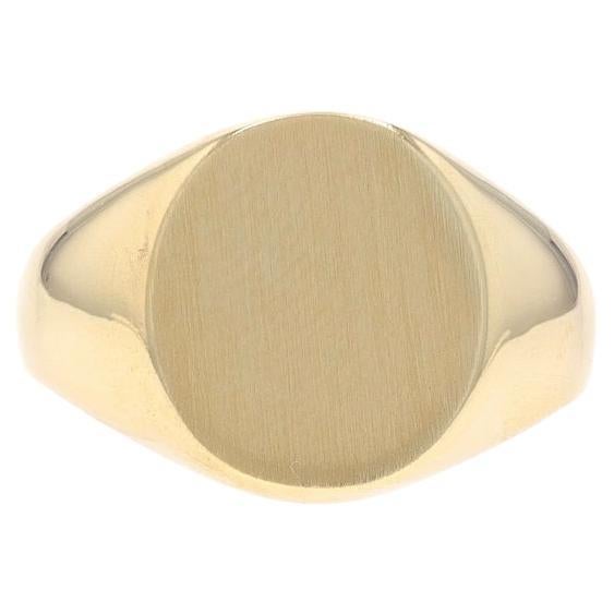 Yellow Gold Signet Ring - 10k Engravable Oval
