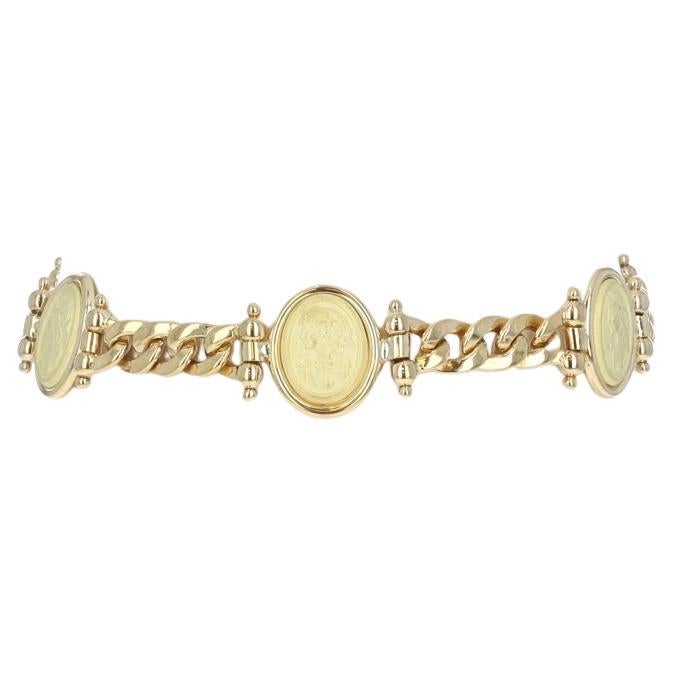 Yellow Gold Silhouette Station Bracelet 7 1/4" - 18k Curb Chain