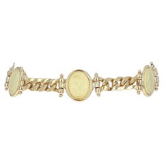 Gelbgold Silhouette Station Armband 7 1/4" - 18k Curb Kette
