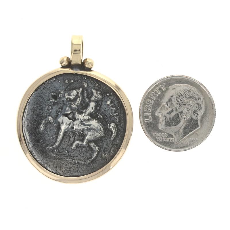 Women's or Men's Yellow Gold & Silver Ancient Coin Reproduction Pendant - 14k & Replica Copy For Sale