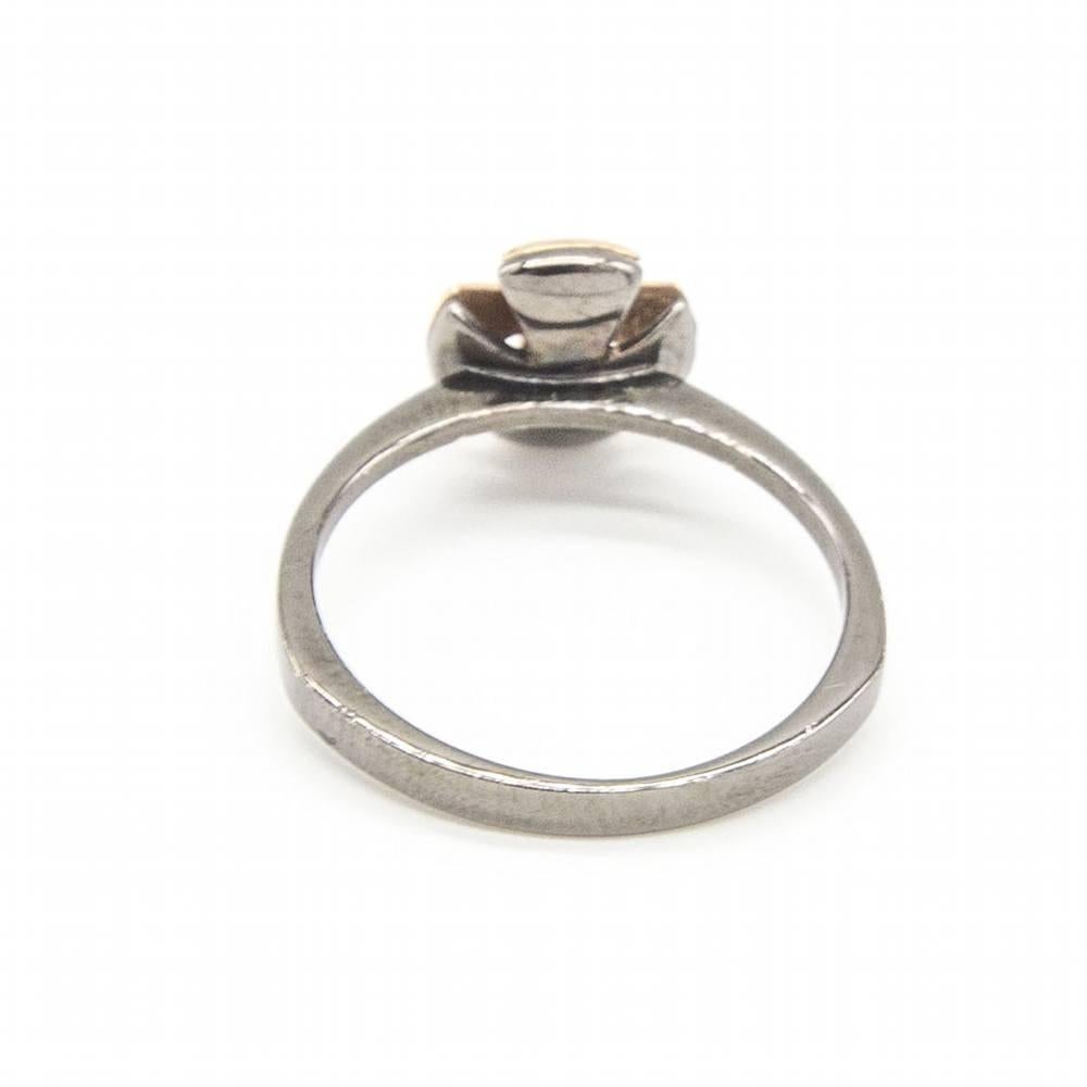 Brilliant Cut Yellow Gold, Silver and Diamond Ring For Sale