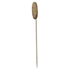 Yellow Gold & Silver Toned Abalone Vintage Solitaire Stickpin - 10k