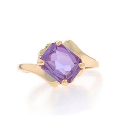 Yellow Gold Sim Alexandrite Color Change Bypass Ring 14k Rectangle 1.75ct