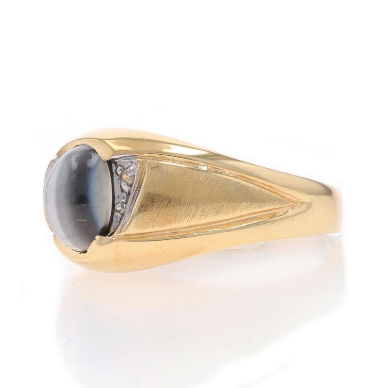 Yellow Gold Simulated Cat's Eye Diamond Men's Ring - 10k Oval Cabochon In Good Condition In Greensboro, NC