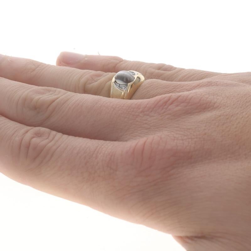 Women's Yellow Gold Simulated Cat's Eye Diamond Men's Ring - 10k Oval Cabochon