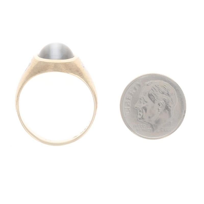 Yellow Gold Simulated Cat's Eye Lab-Created Spinel Men's Ring 10k Oval Cabochon 2
