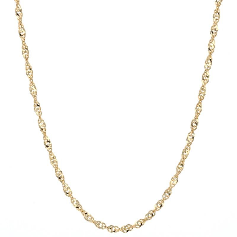 Metal Content: 14k Yellow Gold

Chain Style: Singapore
Necklace Style: Chain
Fastening Type: Spring Ring Clasp

Measurements
Length: 24 1/2