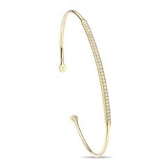 Yellow Gold Single Row Diamonds Bangle