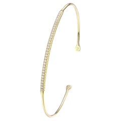   Yellow Gold Single Row Diamonds Bangle