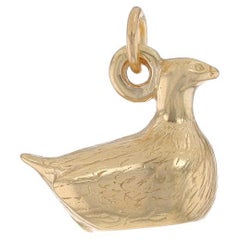 Yellow Gold Sitting French Hen Charm - 14k Fowl Bird