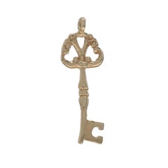 Yellow Gold Skeleton Key Charm - 14k