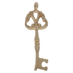 Yellow Gold Skeleton Key Charm - 14k