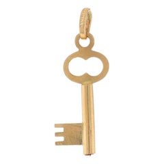 Gelbgold Skelett Schlüssel Charm - 14k Anhänger Italien