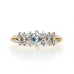 Yellow Gold Sky Blue Topaz Diamond Ring - 10k Marquise .25ctw