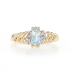 Yellow Gold Sky Blue Topaz Diamond Ring - 10k Marquise .52ctw