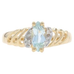 Yellow Gold Sky Blue Topaz Diamond Ring - 10k Marquise .52ctw
