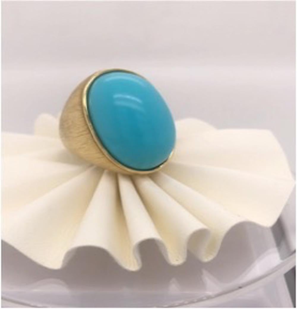 Cabochon Yellow Gold Sleeping Beauty Henry Duany Ring