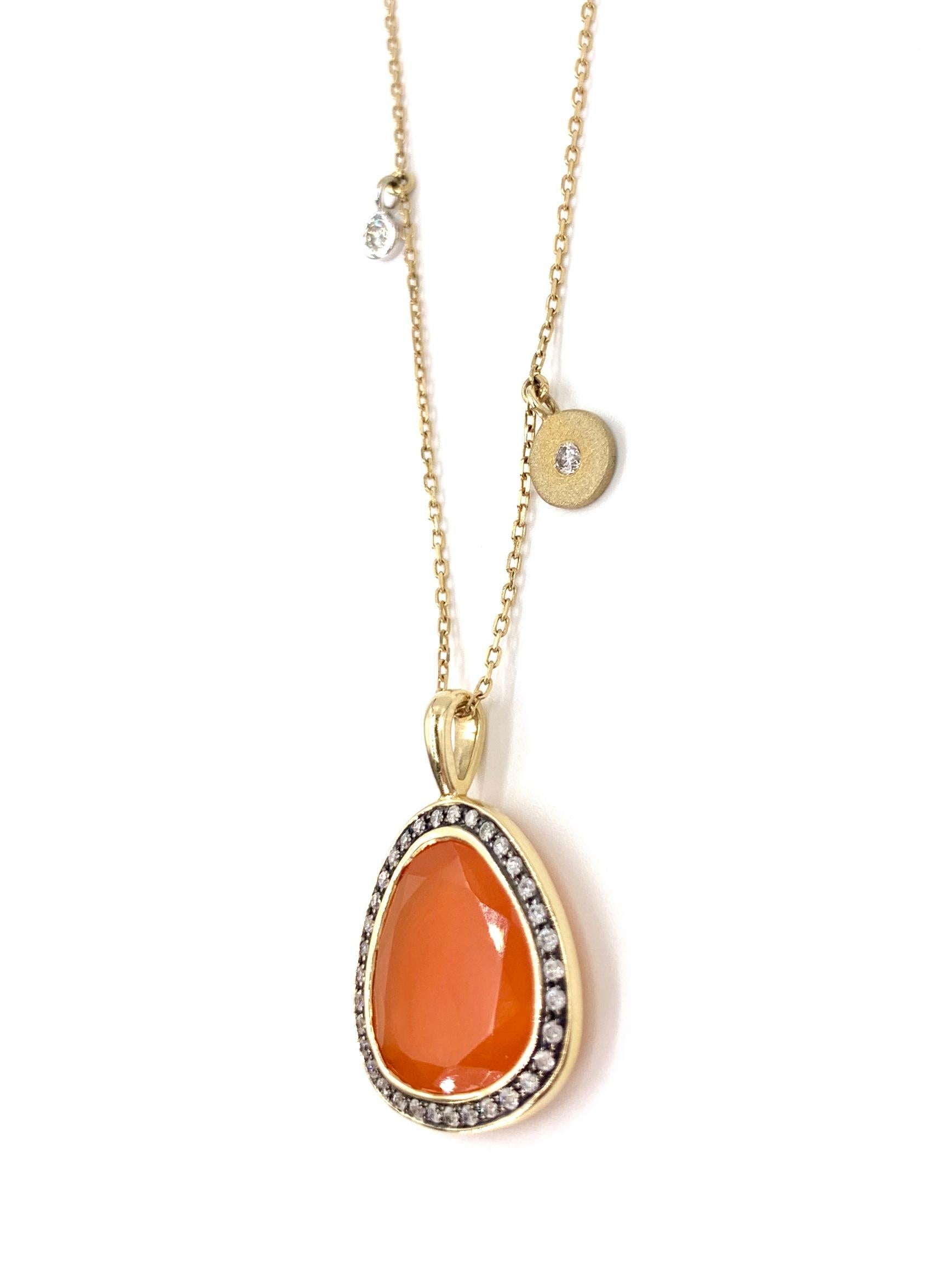 stone aura orange necklace paparazzi