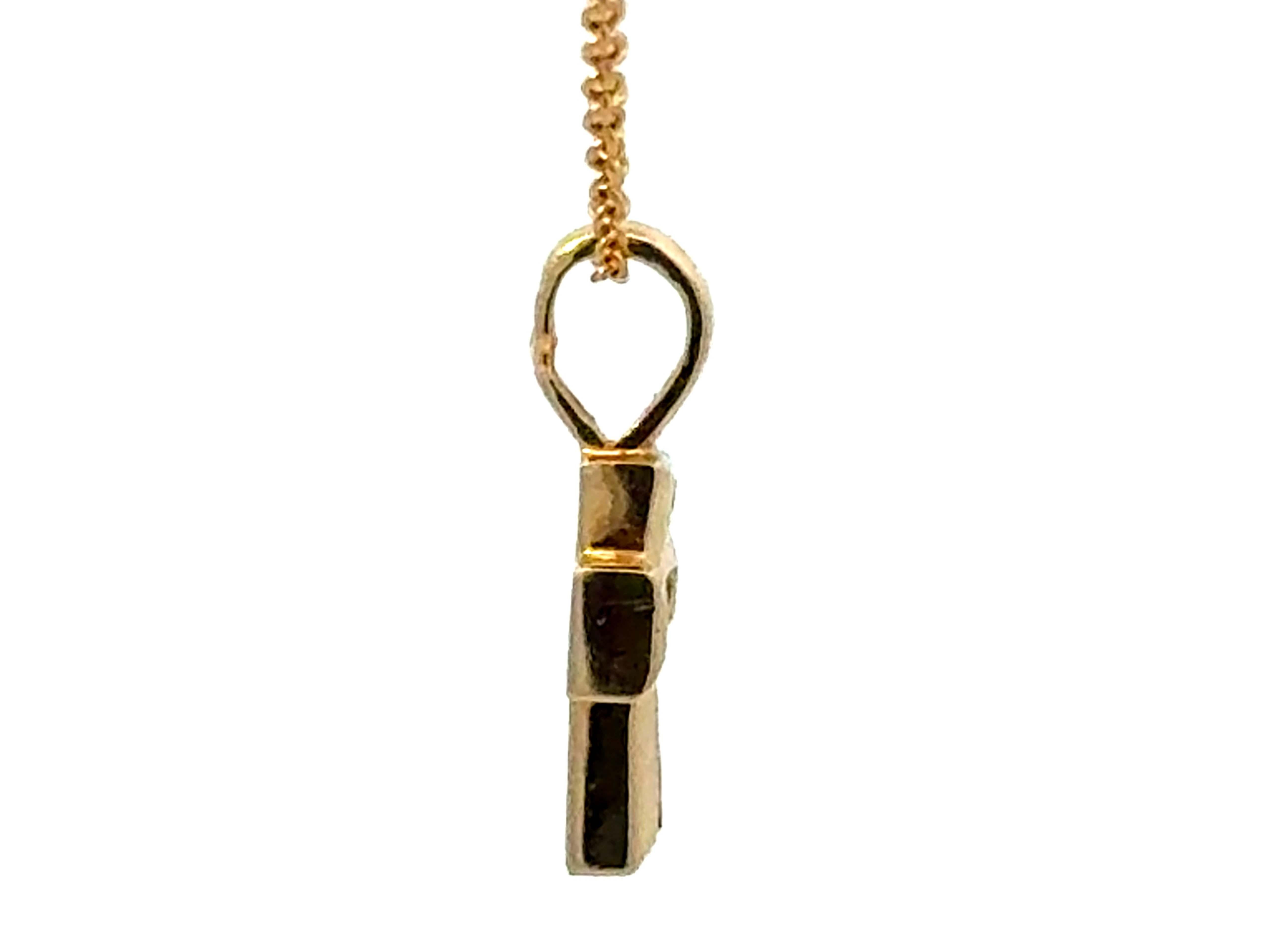 Yellow Gold Small Diamond Cross Necklace 14k In Excellent Condition For Sale In Honolulu, HI