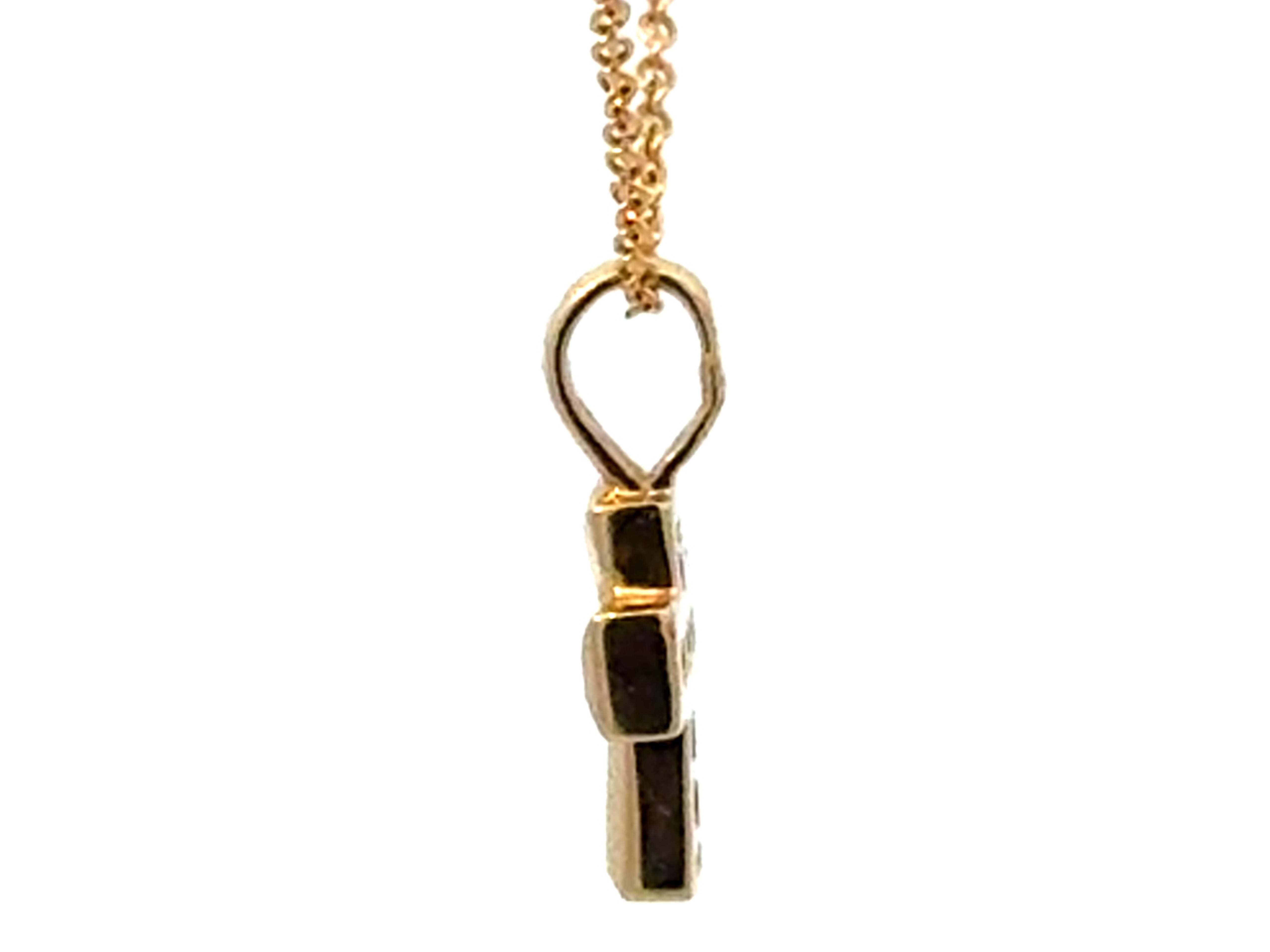 Women's Yellow Gold Small Diamond Cross Necklace 14k For Sale