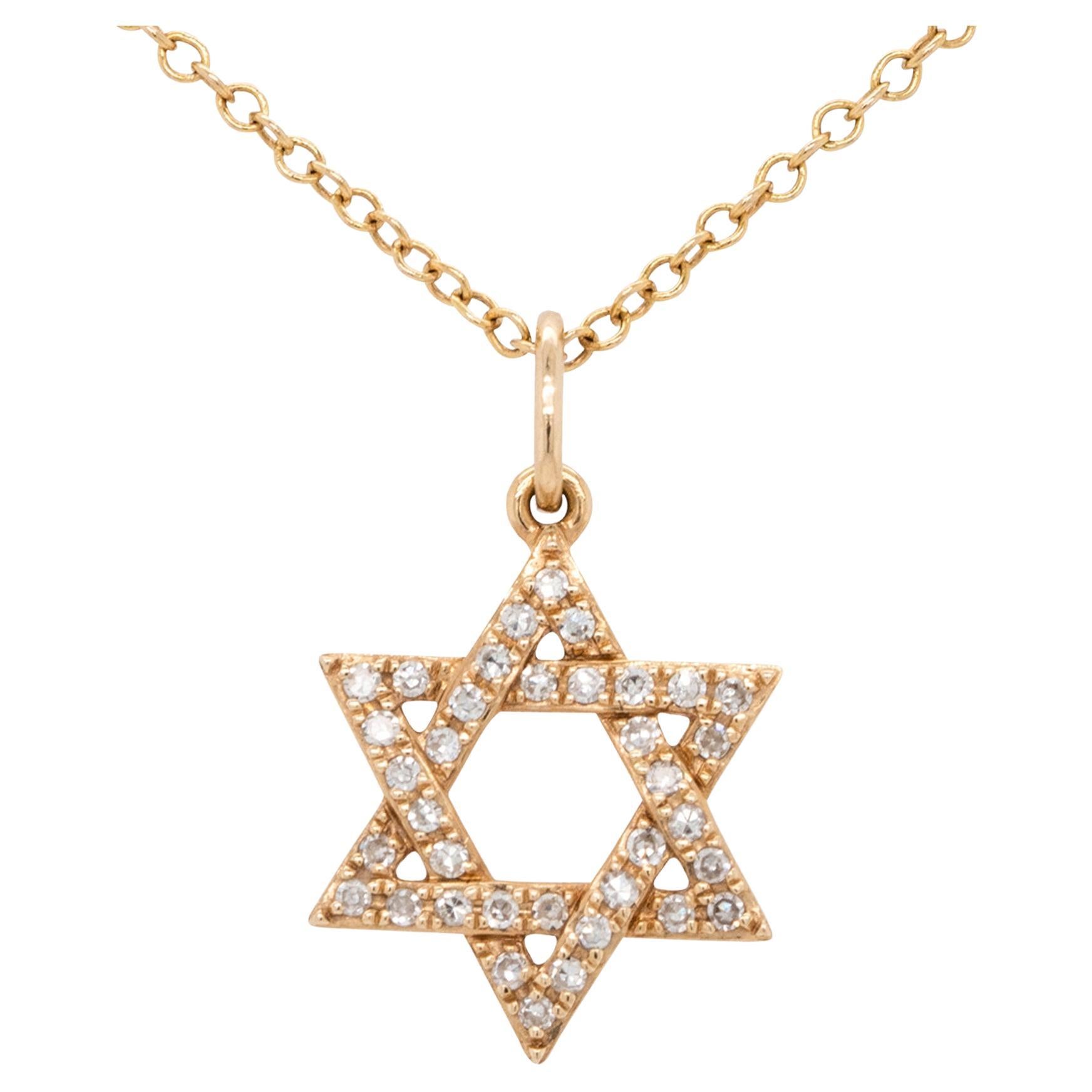 14 Karat Yellow Gold Star of David Pendant at 1stDibs