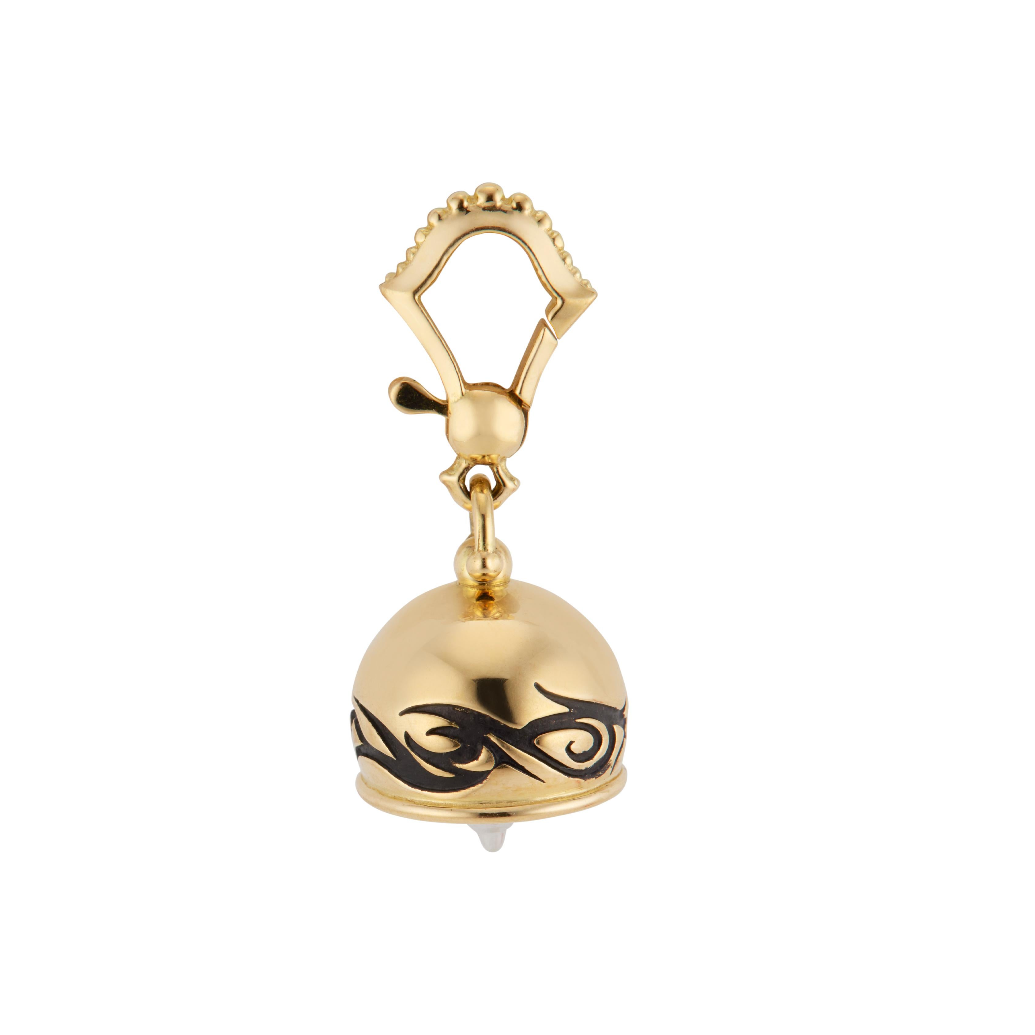 Gelbgold Tribal Meditationsglocke von Paul Morelli mit Anhänger 1