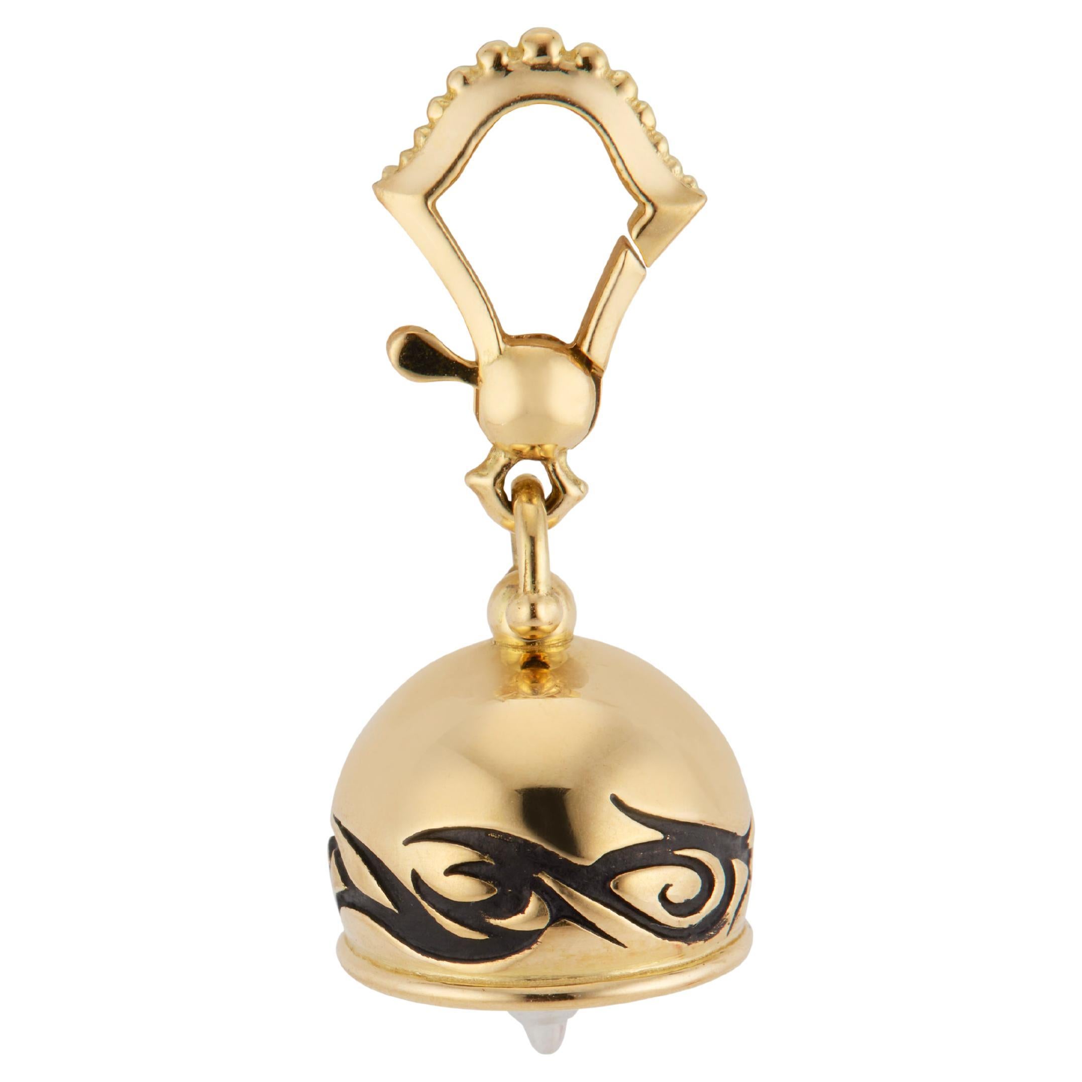 Yellow Gold Small Tribal Meditation Bell by Paul Morelli Pendant
