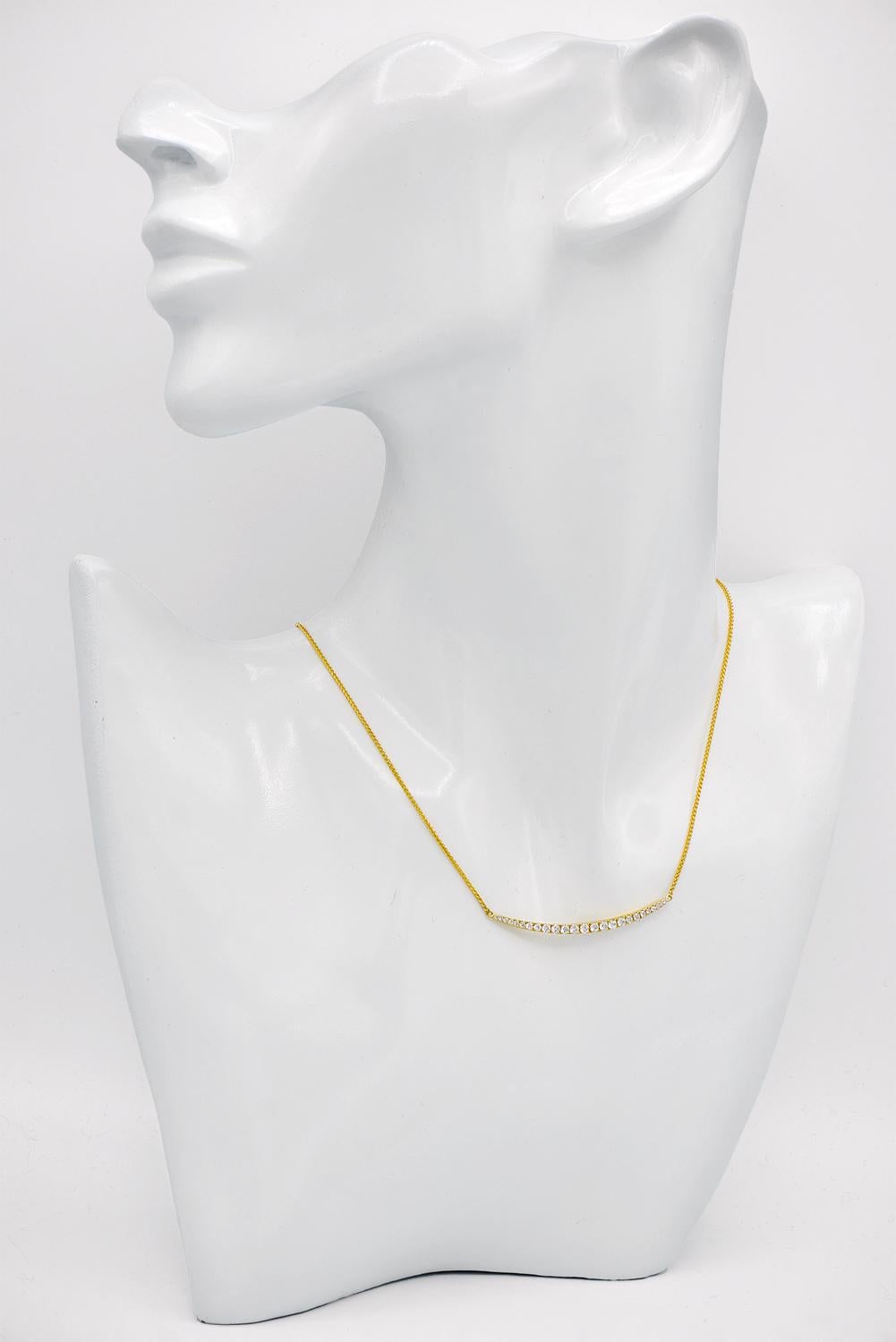Round Cut Yellow Gold Smile Necklace For Sale