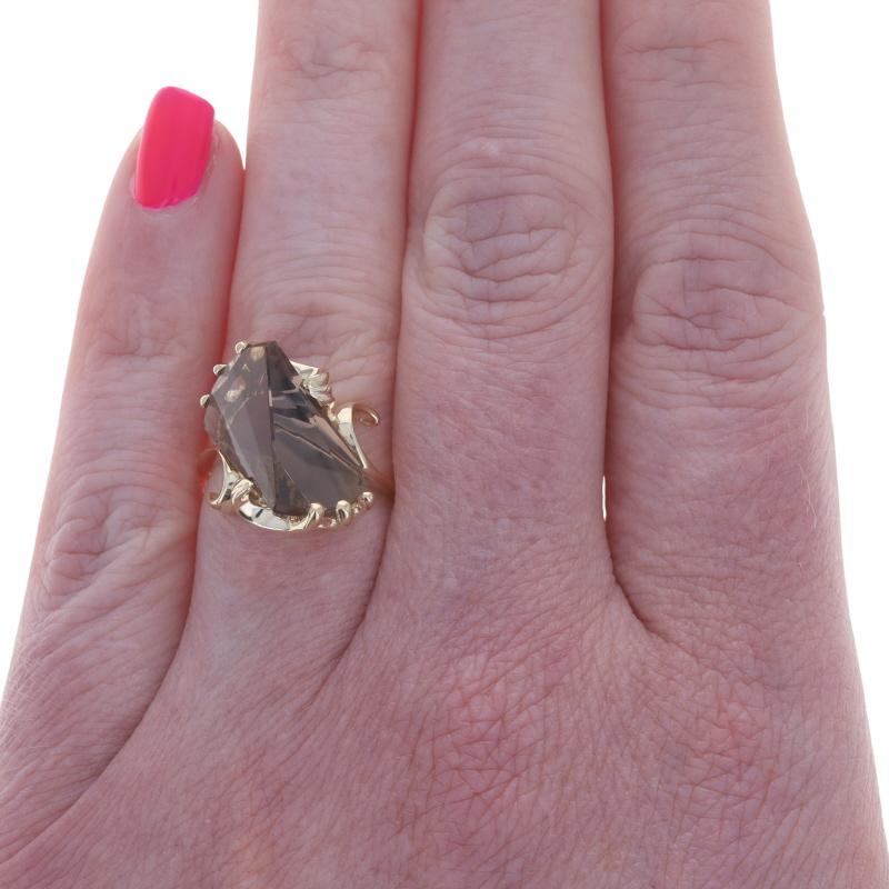 Taille mixte Or Jaune Quartz Smoky Solitaire Cocktail Bague Bypass 14k Fantasy 8.60ct en vente