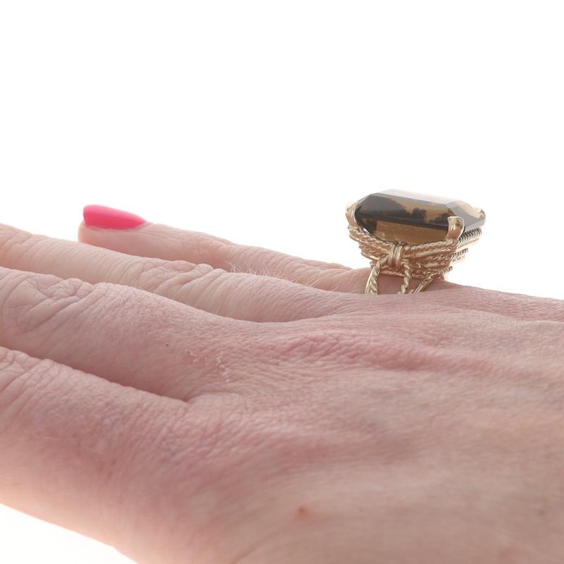 Gelbgold Rauchquarz Cocktail Solitär Ring - 10k Smaragd 9.65ct Damen im Angebot