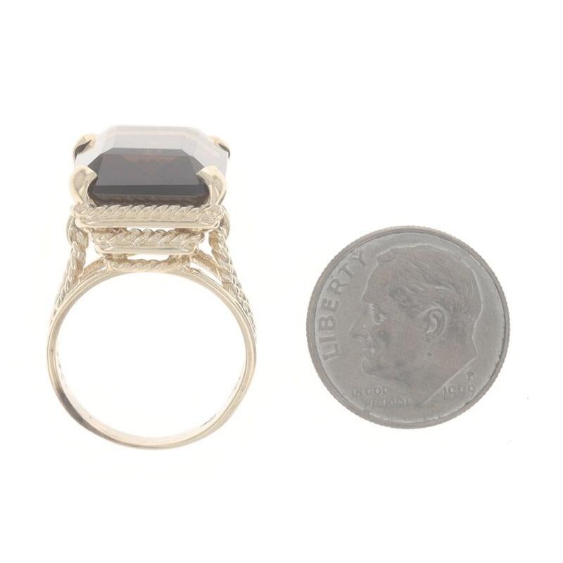 Gelbgold Rauchquarz Cocktail Solitär Ring - 10k Smaragd 9.65ct im Angebot 1