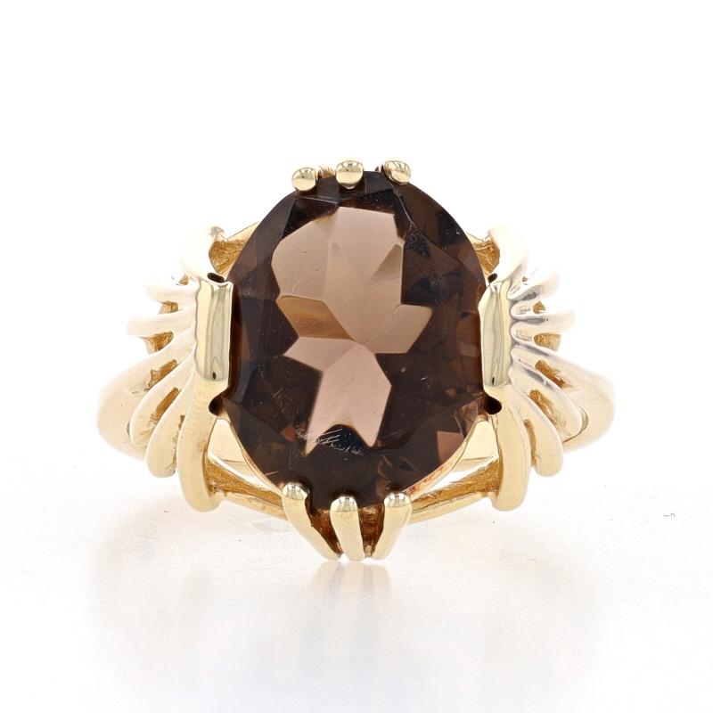 Taille : 6 1/4
Frais de taille : Up&Up 2 tailles pour $35 ou Down 2 tailles pour $30

Contenu du métal : Or jaune 10k

Informations sur les pierres

Quartz fumé naturel
Carat(s) : 3.60ct
Coupe : Ovale
Couleur : marron

Total des carats :