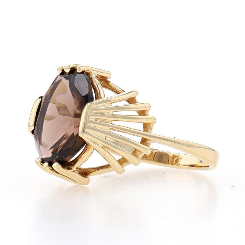 Bague solitaire cocktail en or jaune au quartz fumé - 10k Ovale 3.60ct Excellent état à Greensboro, NC