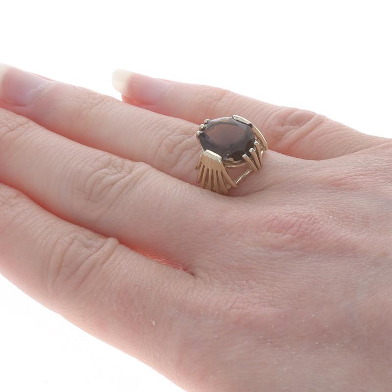  Bague solitaire cocktail en or jaune au quartz fumé - 10k Ovale 3.60ct Pour femmes 