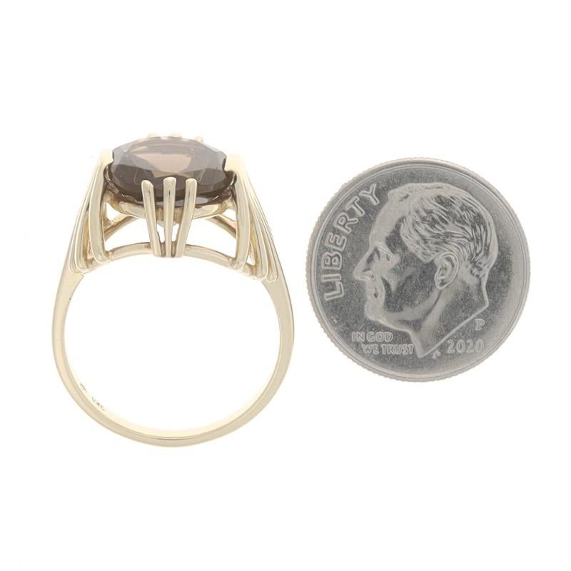 Bague solitaire cocktail en or jaune au quartz fumé - 10k Ovale 3.60ct 1