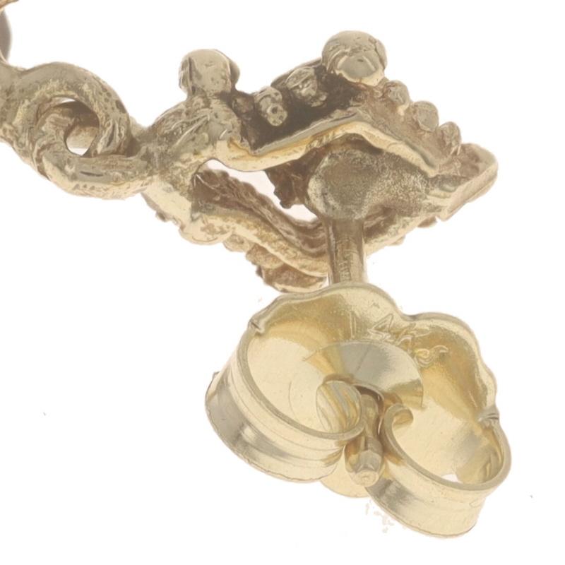 Women's Yellow Gold Smoky Quartz Dangle Earrings - 14k Oval 1.70ctw Floral Pierced For Sale