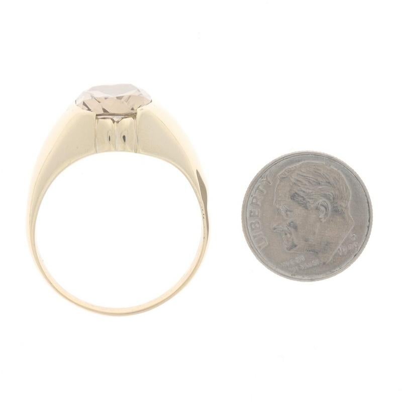 Yellow Gold Smoky Quartz Men's Ring - 14k Oval 3.63ct Solitaire For Sale 1