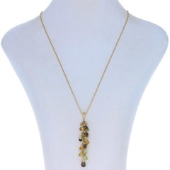 Yellow Gold Smoky Quartz Peridot Citrine Necklace 16 3/4" 18k Briolette 11.20ctw