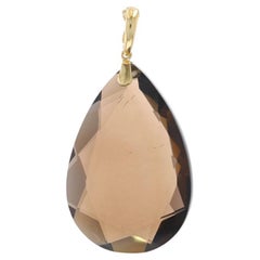Gelbgold Rauchquarz Solitär Enhancer Anhänger - 14k Birne