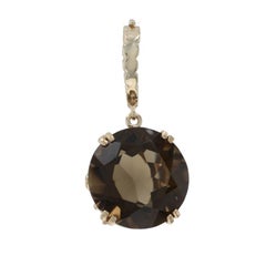 Yellow Gold Smoky Quartz Solitaire Enhancer Pendant - 14k Round 21.50ct
