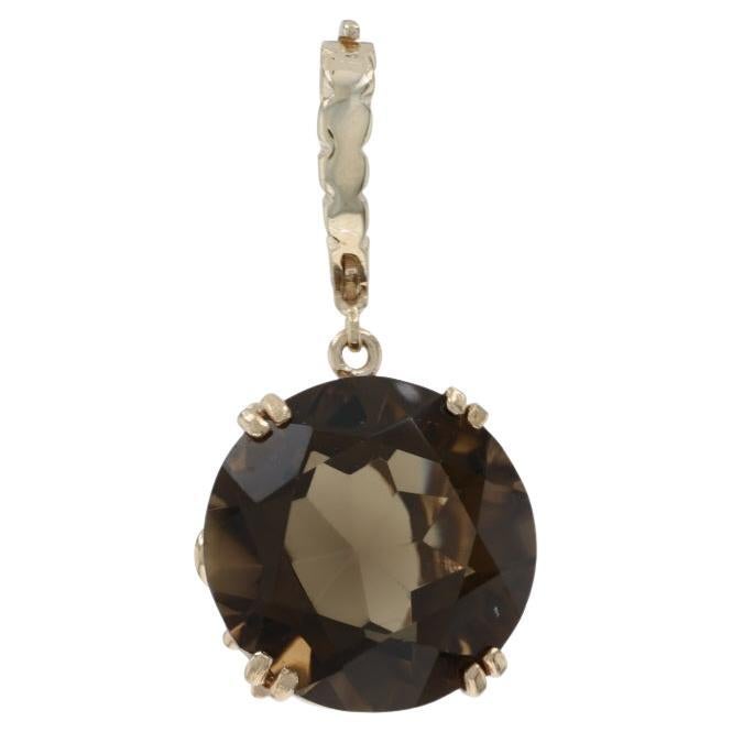 Ciondolo con solitario di quarzo fumé in oro giallo - 14k Round 21.50ct